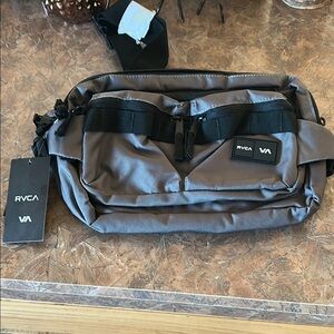 RVCA Gun Metal Gray and Black Deluxe Waist Fanny Pack